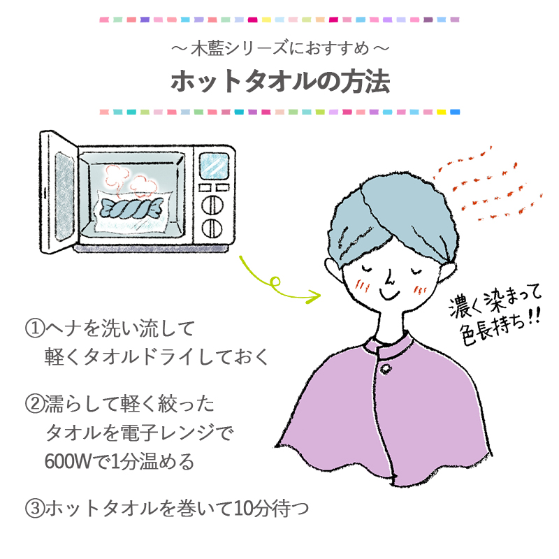 木藍シリーズにおすすめ　ホットタオルの方法