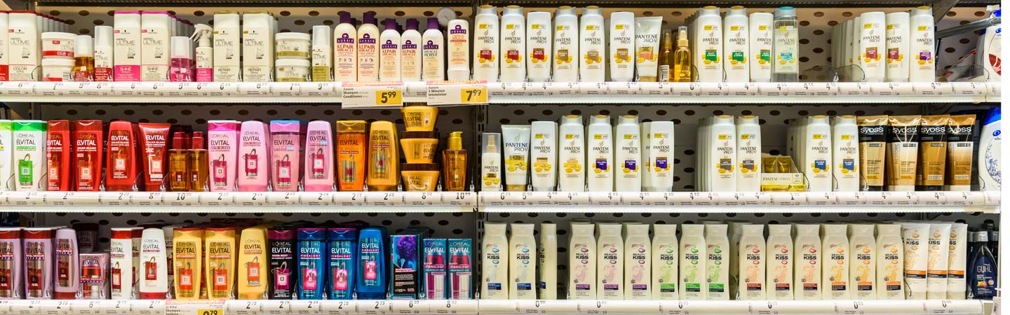 シャンプーの商品棚