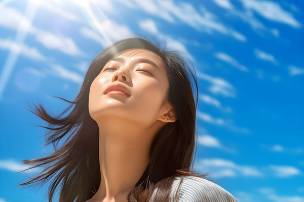 日差しを受ける女性