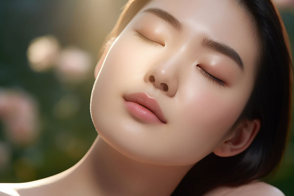 肌がうるおっている女性